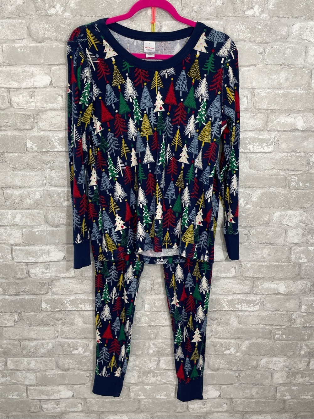 Hanna Andersson Navy Holiday Tree Print Pajama Set